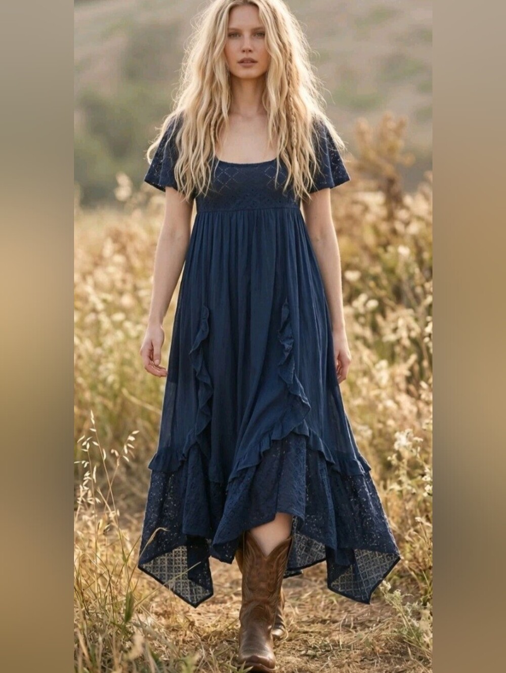 Free People Ethereal Bohemian Bring The Romance Midi Dress, Size XSmall, NWOT